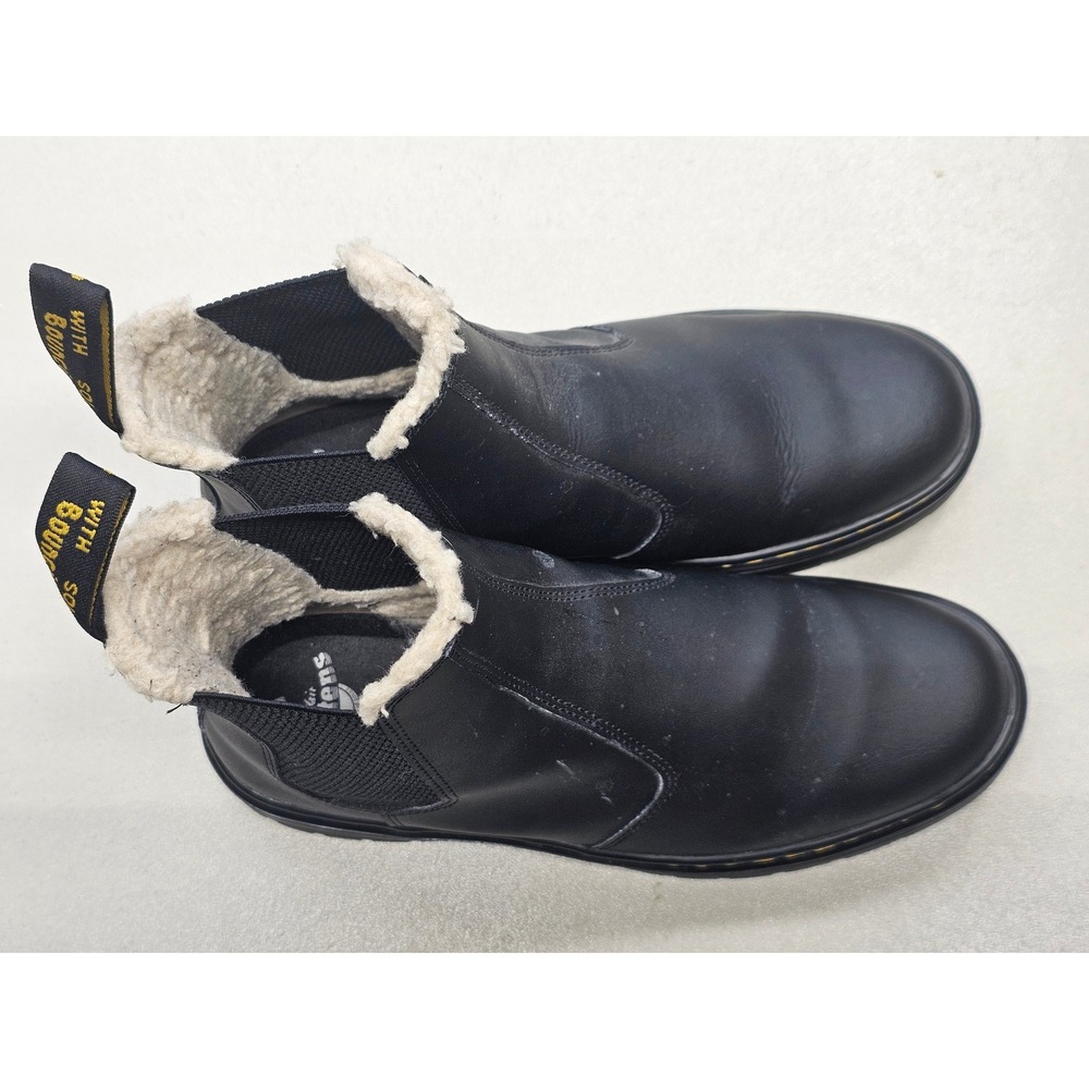 Dr. Martens Dorrian FL Black Leather Faux Fur Lined Chelsea Boots Men 9 Women 10 - Picture 2 of 8